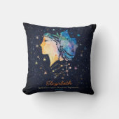 ジェミニコンステレーション〔占星術の〕十二宮図ウォーターカラースター銀河系 クッション (正面)