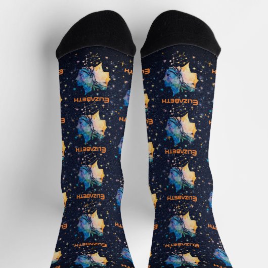 ジェミニコンステレーション〔占星術の〕十二宮図ウォーターカラースター銀河系 ソックス (上部)