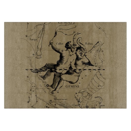 ジェミニコンステレーション〔占星術の〕十二宮図ヘベリウス1690 カッティングボード (正面)