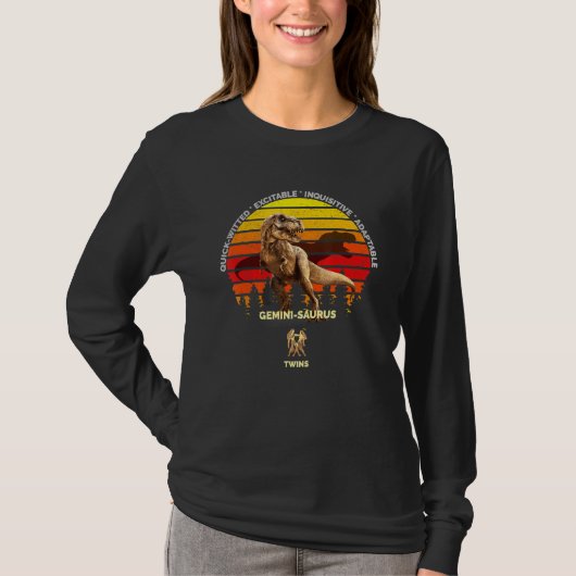 ジェミニサウルス〔占星術の〕十二宮図ジェミニ5月21日6月20日ツインズD Tシャツ (正面)