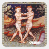 ジェミニザツインズ〔占星術の〕十二宮図サインバースデーパーティー スクエアシール (正面)