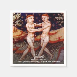 ジェミニザツインズ〔占星術の〕十二宮図サインバースデーパーティー スタンダードカクテルナプキン