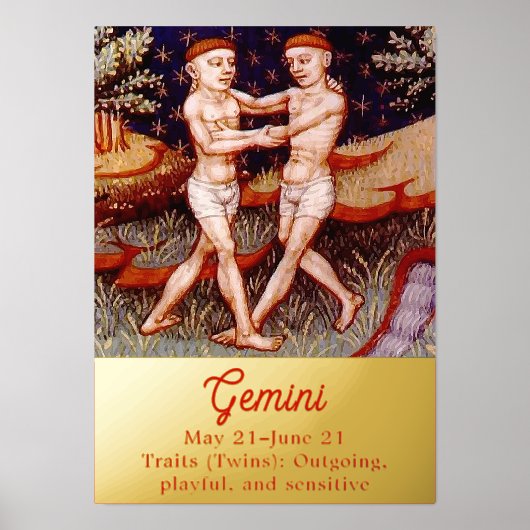 ジェミニザツインズ〔占星術の〕十二宮図サインバースデーパーティー 箔ポスター (正面)