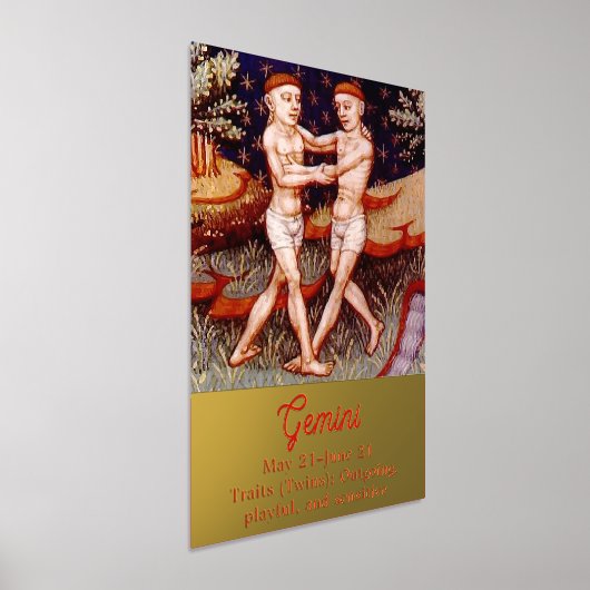 ジェミニザツインズ〔占星術の〕十二宮図サインバースデーパーティー 箔ポスター (レイダウン)