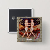 ジェミニザツインズ〔占星術の〕十二宮図サインバースデーパーティー 缶バッジ (正面&裏面)