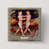 ジェミニザツインズ〔占星術の〕十二宮図サインバースデーパーティー 缶バッジ (正面)