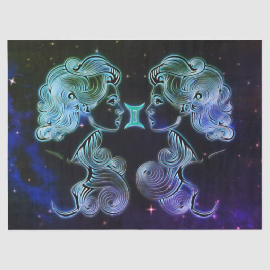 ジェミニザツインズ〔占星術の〕十二宮図ティッシュペーパー 薄葉紙 (正面)