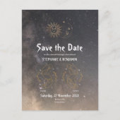 ジェミニシテラルタイポグラフィ〔占星術の〕十二宮図グリッター クール 案内ポストカード (正面)