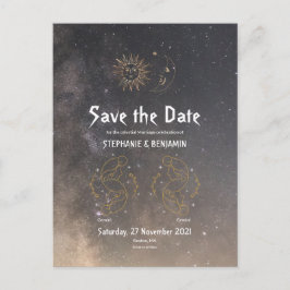 ジェミニシテラルタイポグラフィ〔占星術の〕十二宮図グリッター クール 案内ポストカード