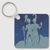 ジェミニツインコンステレーションヴィンテージ〔占星術の〕十二宮図星占い キーホルダー (正面)