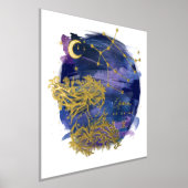 ジェミニツインズサインの〔占星術の〕十二宮図カスタム誕生日 箔ポスター (レイダウン)