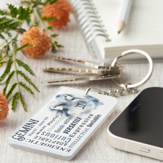 ジェミニツインズトレイト〔占星術の〕十二宮図サイン誕生日 キーホルダー (正面右)