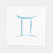 ジェミニツインズメイ6月〔占星術の〕十二宮図星占いパーティーブルー スタンダードカクテルナプキン (正面)