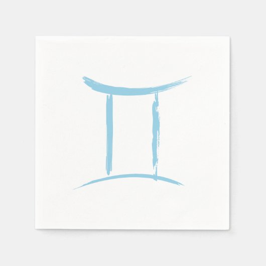 ジェミニツインズメイ6月〔占星術の〕十二宮図星占いパーティーブルー スタンダードカクテルナプキン (正面)