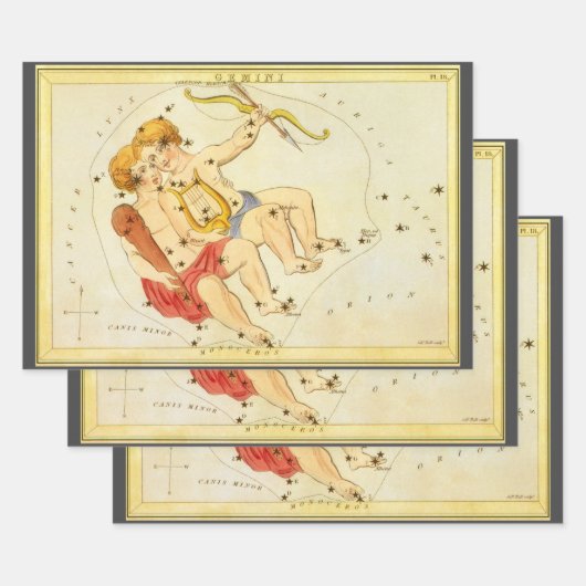 ジェミニツインズ ヴィンテージ星座 ウラニアの鏡 ラッピングペーパーシート (セット)