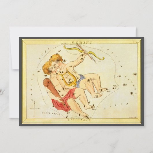 ジェミニツインズ ヴィンテージ星座 ウラニアの鏡 招待状 (正面)