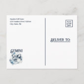 ジェミニツインズ〔占星術の〕十二宮図をテーマにした誕生日パーティー インビテーションポストカード (裏面)