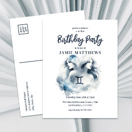 ジェミニツインズ〔占星術の〕十二宮図をテーマにした誕生日パーティー インビテーションポストカード