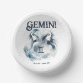 ジェミニツインズ〔占星術の〕十二宮図をテーマにした誕生日パーティー ペーパーボウル (正面)