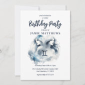 ジェミニツインズ〔占星術の〕十二宮図サインテーマ誕生日パーティー 招待状 (正面)