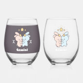 ジェミニバンニーズキュードルズ – 〔占星術の〕十二宮図調和 ステムなしワイングラス (裏面)