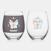 ジェミニバンニーズキュードルズ – 〔占星術の〕十二宮図調和 ステムなしワイングラス (正面)