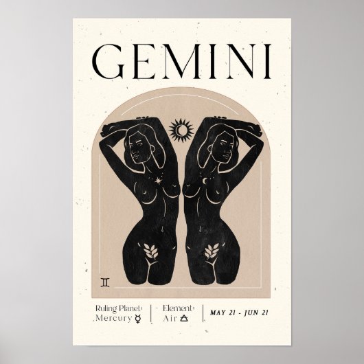 ジェミニフェミニン〔占星術の〕十二宮図ポスター ポスター (正面)