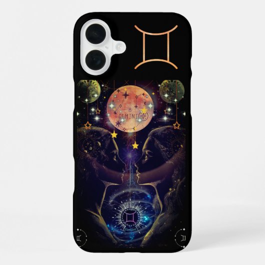 ジェミニフォンケース、ブラック iPhoneケース (裏面)