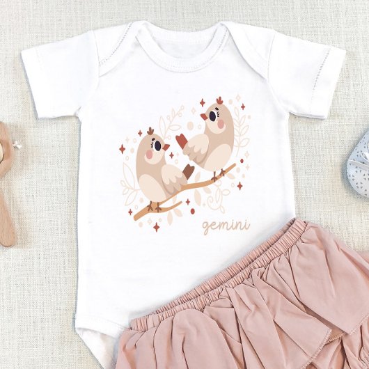 ジェミニベビー:「双子占星術のの喜び」 ベビーボディスーツ