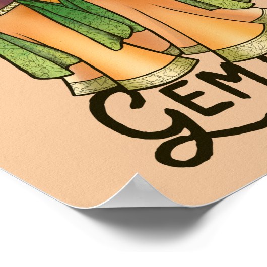 ジェミニベリーダンサー〔占星術の〕十二宮図ベリーダンスアート ポスター (角)