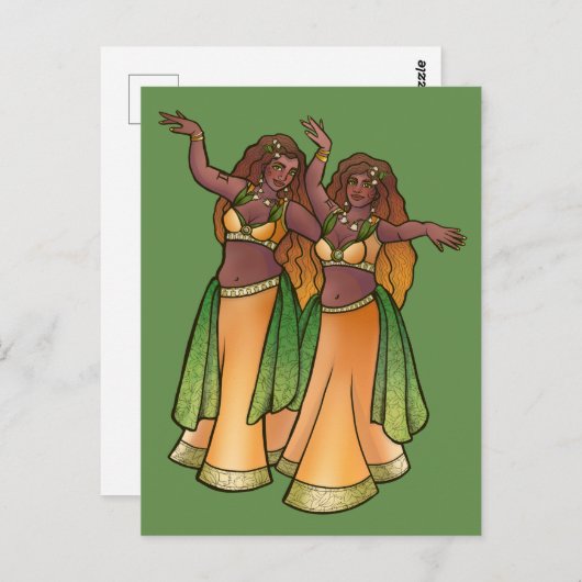 ジェミニベリーダンサー〔占星術の〕十二宮図ベリーダンスアート ポストカード (正面/裏面)
