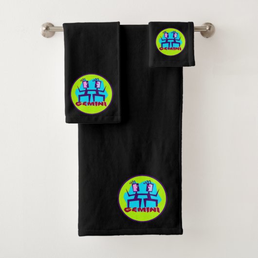 ジェミニマンガ〔占星術の〕十二宮図星占いデザイン バスタオルセット (インサイチュ)
