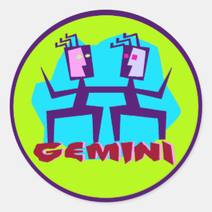 ジェミニマンガ〔占星術の〕十二宮図星占いデザイン ラウンドシール