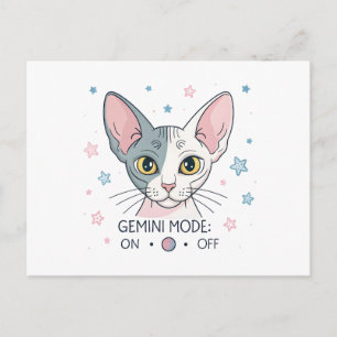 ジェミニモード スフィンクス 猫 星座 イラスト ポストカード