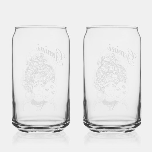 ジェミニ仮面レディ〔占星術の〕十二宮図ガラス ガラス缶 (裏面)