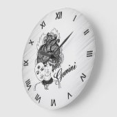 ジェミニ仮面レディ〔占星術の〕十二宮図ローマ数字 ラージ壁時計 (傾斜)