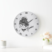 ジェミニ仮面レディ〔占星術の〕十二宮図ローマ数字 ラージ壁時計 (ホーム)