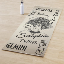 ジェミニ仮面レディ〔占星術の〕十二宮図金ゴールドパーソナルヨガマット