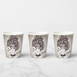 ジェミニ仮面レディ〔占星術の〕十二宮図 素朴 紙コップ