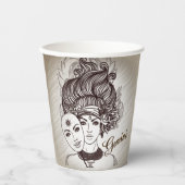 ジェミニ仮面レディ〔占星術の〕十二宮図 素朴 紙コップ (正面)