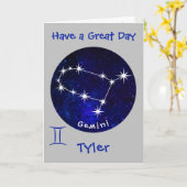 ジェミニ占星術カード、誕生日カード カード (黄色い花)