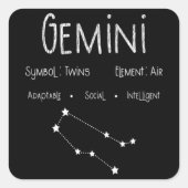 ジェミニ占星術星占い星印誕生日ギフト スクエアシール (正面)