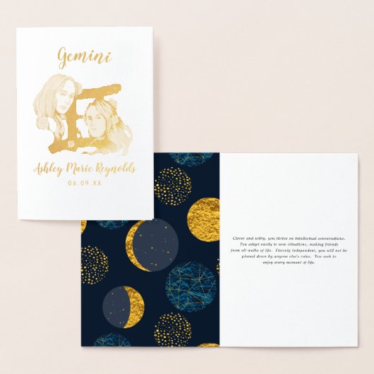 ジェミニ占星術|のパーソナライズな(占星術の)十二宮図の印 箔カード (ディスプレー)