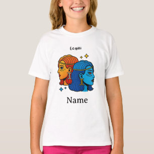 ジェミニ双子座のポップアート - レトロな天体ふたご Tシャツ