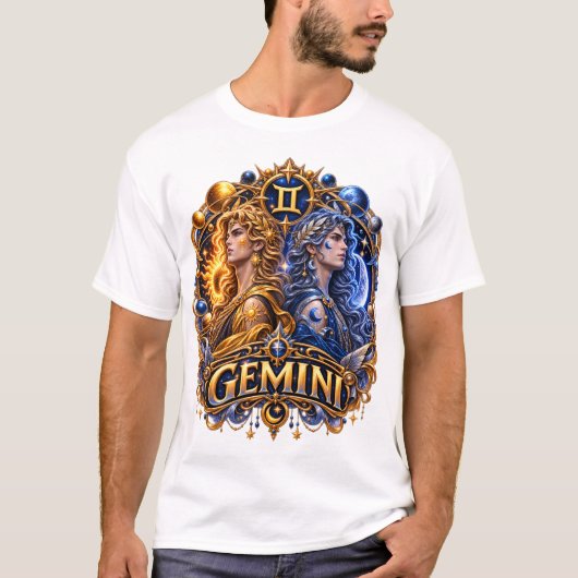 ジェミニ双子座 – 天体の占星術の双子魂 Tシャツ (正面)
