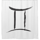 ジェミニ双対空アストロロジー白黒 シャワーカーテン (正面)