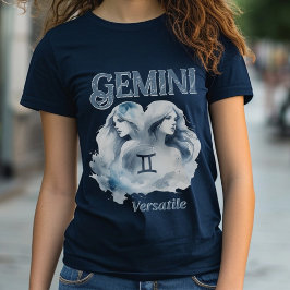 ジェミニ多用途ウォーターカラーツインズ〔占星術の〕十二宮図標識 Tシャツ