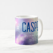 ジェミニ星印カラフル銀河系星占いギフト コーヒーマグカップ (正面右)