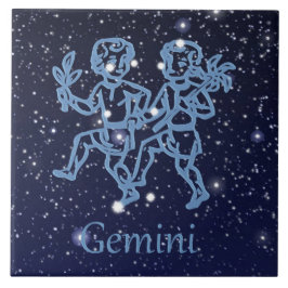 ジェミニ星座と星の星座マーク タイル