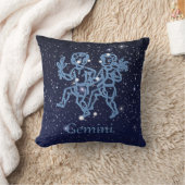 ジェミニ星座と〔占星術の〕十二宮図サイン（星あり） クッション (ブランケット)